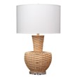 Maklaine Handwoven Rattan Table Lamp With Linen Shade and Acrylic Base