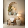 Maklaine Handwoven Rattan Table Lamp With Linen Shade and Acrylic Base
