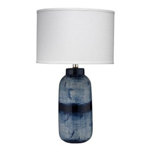 Maklaine Handglazed Indigo Ceramic Table Lamp in Blue and White
