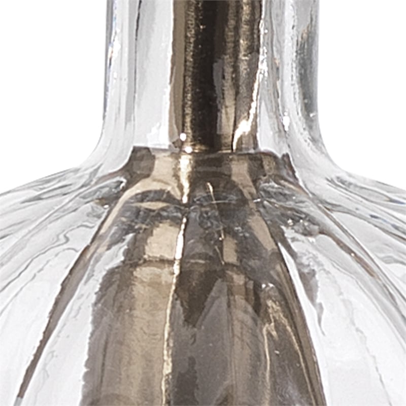 Maklaine Hand-Blown Glass Carafe Pendant Light in Clear and Brass