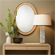 Maklaine Contemporary Natural Raffia Oval Wall Mirror With MDF Backing