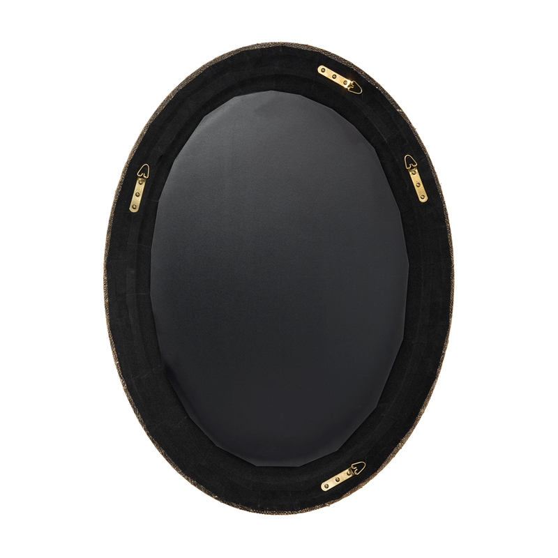 Maklaine Contemporary Natural Raffia Oval Wall Mirror With MDF Backing