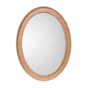 Maklaine Contemporary Natural Raffia Oval Wall Mirror With MDF Backing