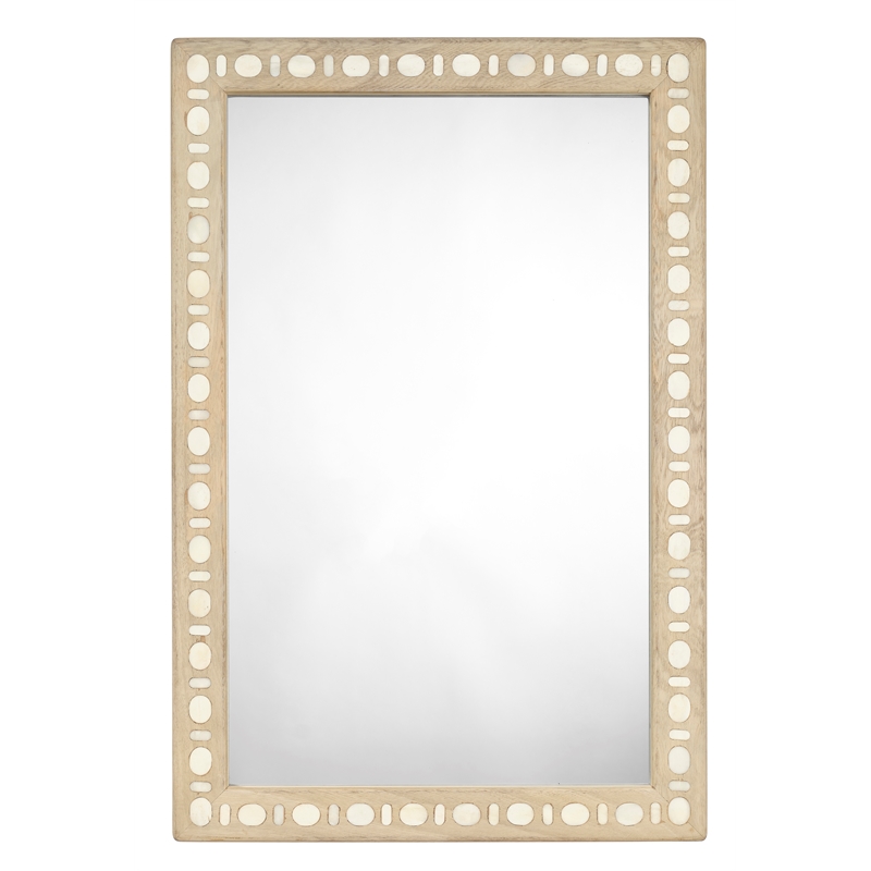 Maklaine Mango Wood and Bone Inlay Rectangle Wall Mirror in White
