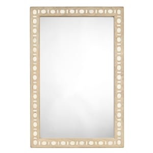 Maklaine Mango Wood and Bone Inlay Rectangle Wall Mirror in White