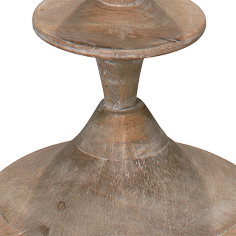 Maklaine Contemporary Traditional Wood/Linen Floor Lamp in Brown/Natural