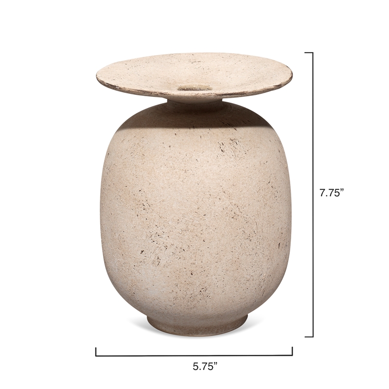 Maklaine Contemporary Textured Ceramic Decorative Vase in Cream