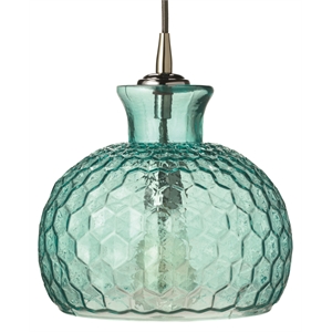 Maklaine Honeycomb Hand-Blown Glass Pendant Light in Aqua Blue