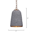 Maklaine Contemporary Mango Wood Beaded Pendant Light in Slate Blue