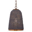 Maklaine Contemporary Mango Wood Beaded Pendant Light in Slate Blue