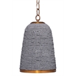 Maklaine Contemporary Mango Wood Beaded Pendant Light in Slate Blue