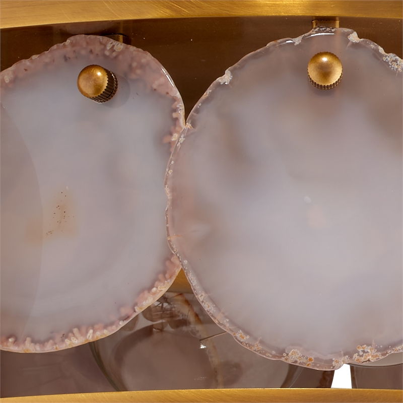 Maklaine Natural Agate Flush Mount Ceiling Light in Antique Brass