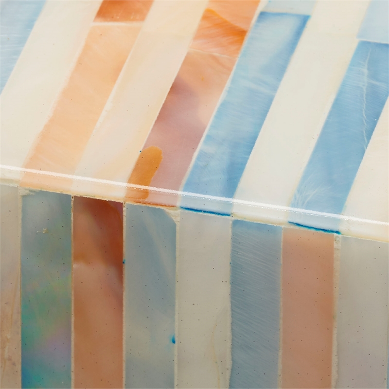 Maklaine Contemporary Blue Mother of Pearl Decorative Box in Large