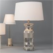 Maklaine Mercury Glass Table Lamp With Linen Shade in Silver