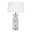 Maklaine Mercury Glass Table Lamp With Linen Shade in Silver
