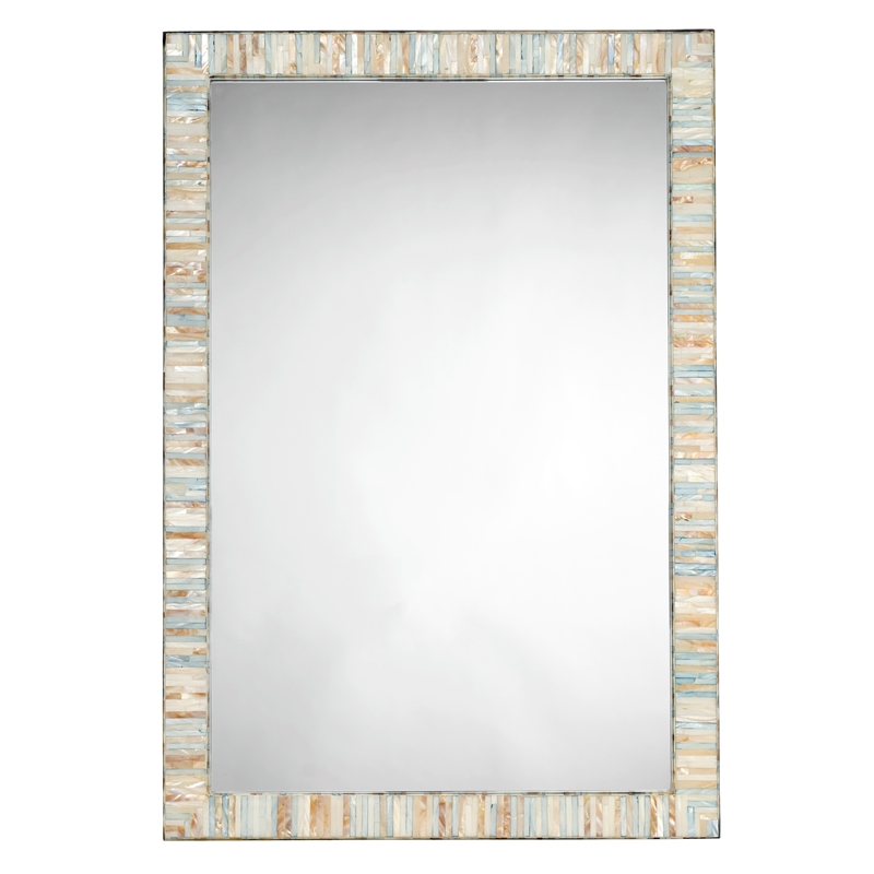 Maklaine Mother of Pearl Rectangle Wall Mirror in Multi-Color