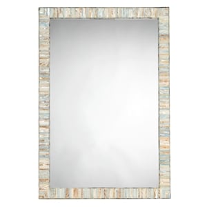 Maklaine Mother of Pearl Rectangle Wall Mirror in Multi-Color
