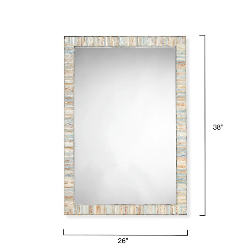 Maklaine Mother of Pearl Rectangle Wall Mirror in Multi-Color