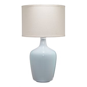Maklaine Contemporary Glass Plum Jar Table Lamp With Shade in Dove Gray