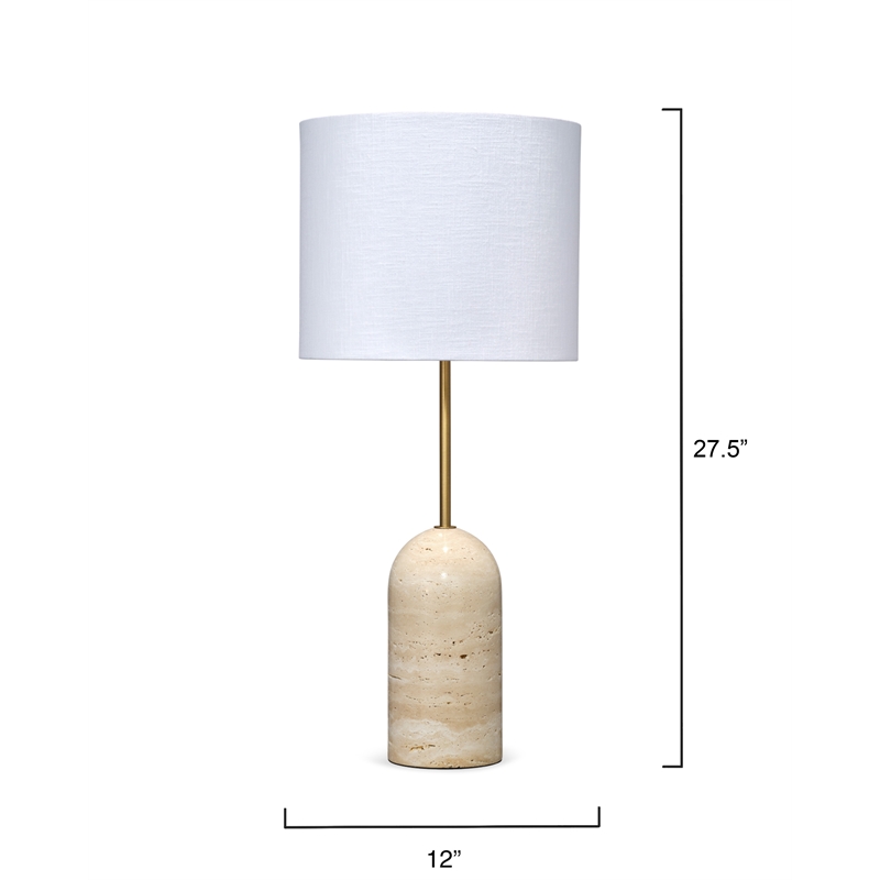 Maklaine Contemporary Hand-Carved Travertine Stone Table Lamp in Natural