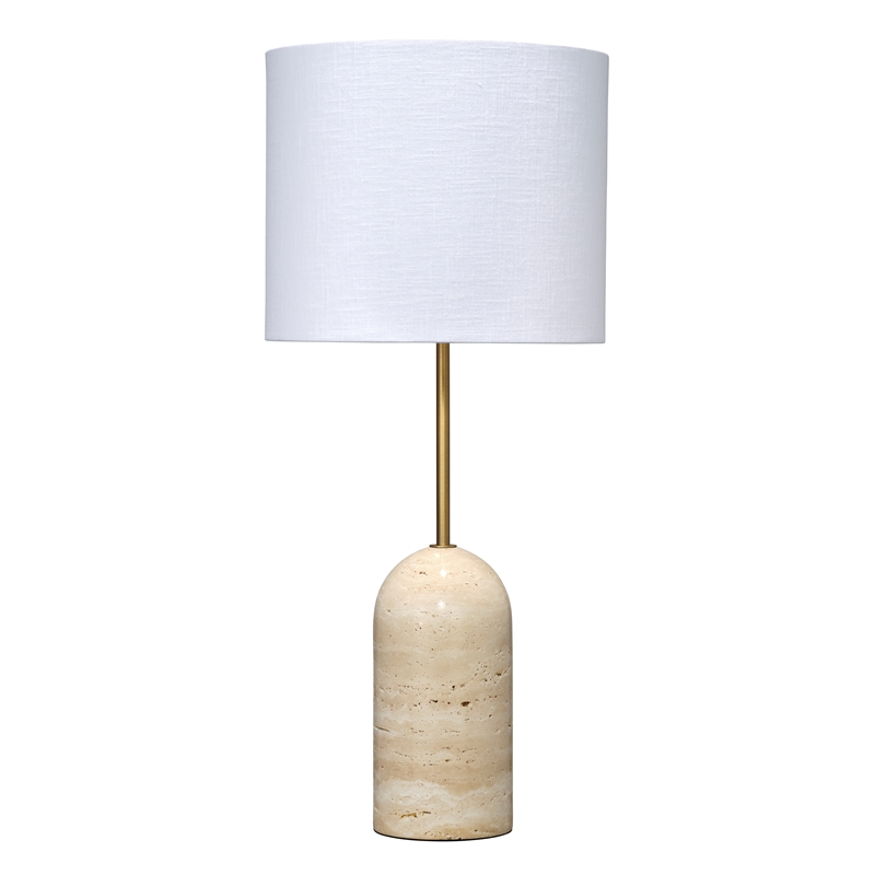 Maklaine Contemporary Hand-Carved Travertine Stone Table Lamp in Natural
