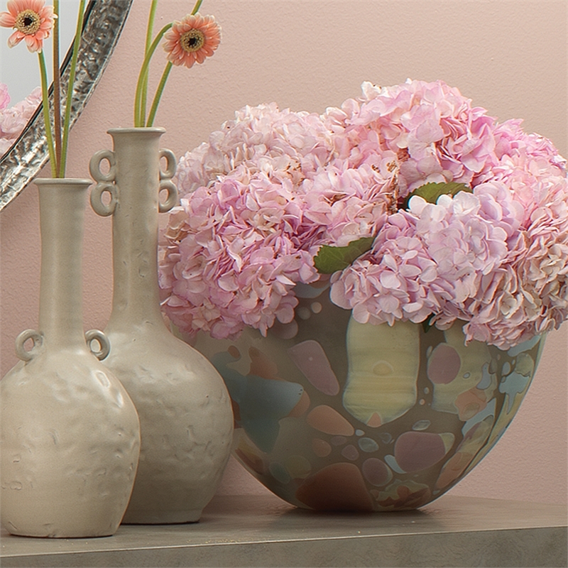 Maklaine Contemporary Hand-Blown Decorative Glass Bowl in Multi-Color
