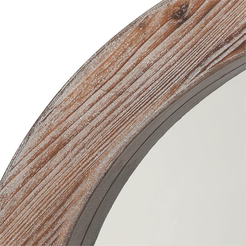 Maklaine Contemporary Natural Wood Reclaimed Wall Mirror in Brown
