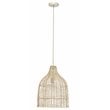 Maklaine Coastal Hand-Woven Rattan Pendant Light in Mushroom Beige