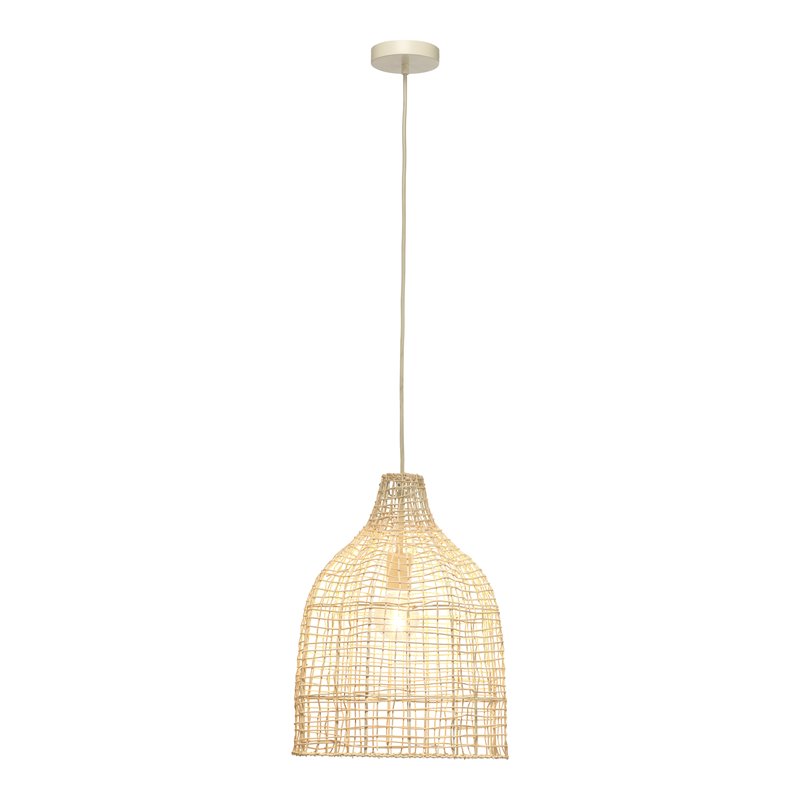 Maklaine Coastal Hand-Woven Rattan Pendant Light in Mushroom Beige