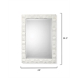 Maklaine Contemporary 3D Chiseled Frame Plaster Wall Mirror in White