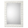 Maklaine Contemporary 3D Chiseled Frame Plaster Wall Mirror in White