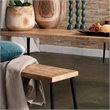 Maklaine Contemporary Rustic Iron and Wood Farmhouse Bench in Natural