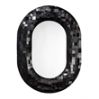 Maklaine Contemporary Hand-Forged Iron Patchwork Oval Mirror in Black