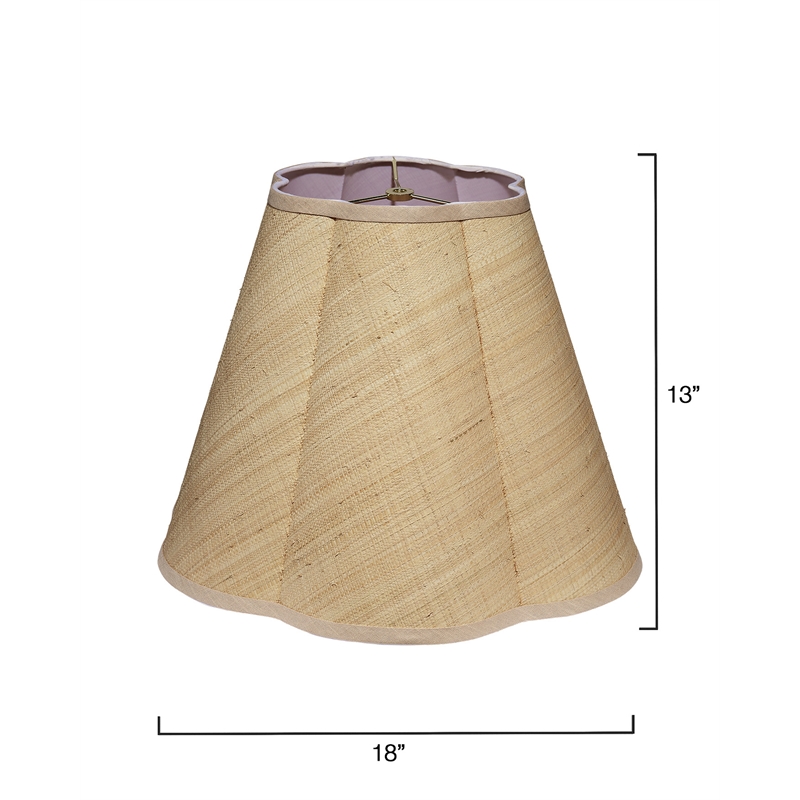 Maklaine Contemporary Scalloped Raffia Fabric Lamp Shade in Natural