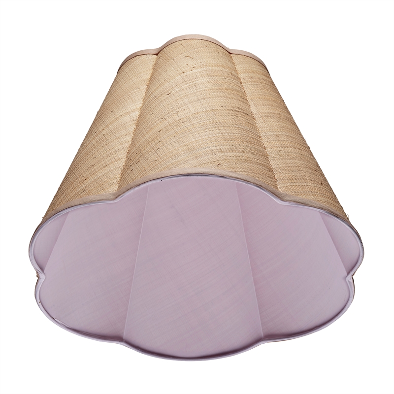 Maklaine Contemporary Scalloped Raffia Fabric Lamp Shade in Natural