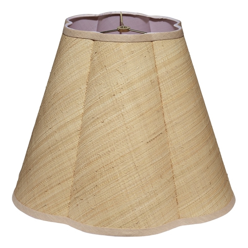 Maklaine Contemporary Scalloped Raffia Fabric Lamp Shade in Natural