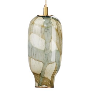 Maklaine Contemporary Hand-Blown Glass Pendant Light in Pale Blue