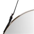 Maklaine Round Metal Wall Mirror With Leather Strap in Brass