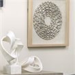 Maklaine Contemporary Shell Circular Pine Wood Framed Wall Art in White