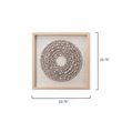 Maklaine Contemporary Shell Circular Pine Wood Framed Wall Art in White