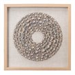 Maklaine Contemporary Shell Circular Pine Wood Framed Wall Art in White