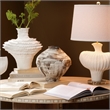 Maklaine Handcrafted Ceramic Decorative Vase in Cream and Brown