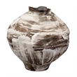Maklaine Handcrafted Ceramic Decorative Vase in Cream and Brown
