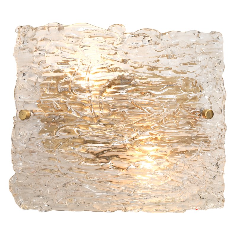Maklaine Contemporary Curved Textured Glass 2-Light Wall Sconce in Clear