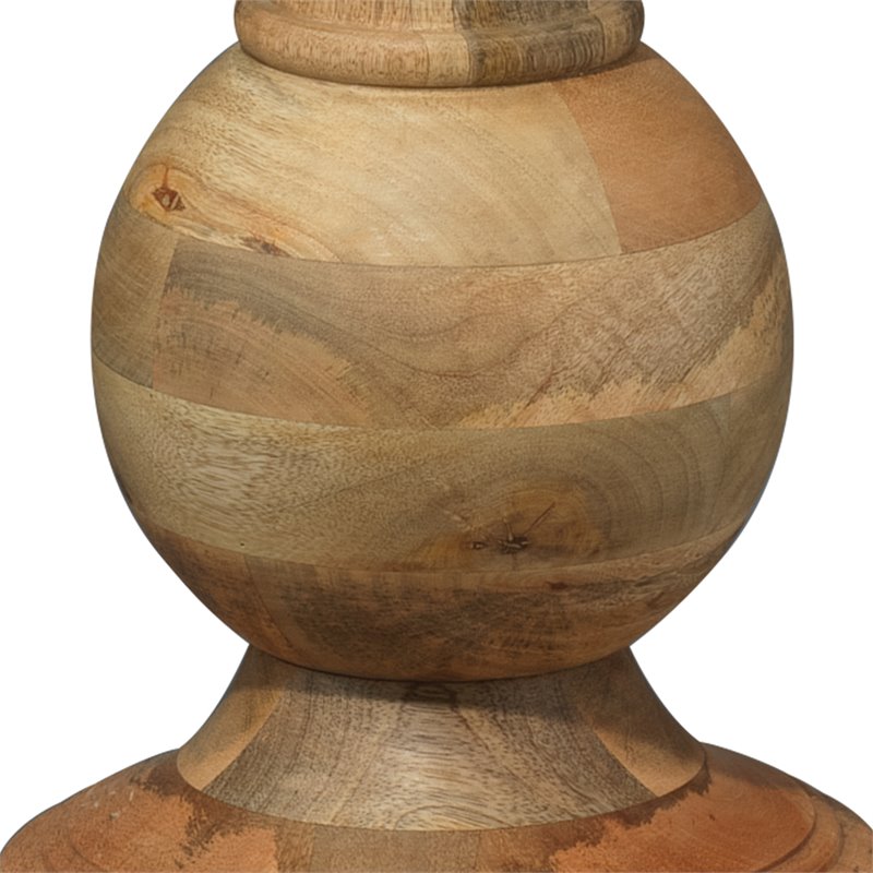 Maklaine Contemporary Hand-Turned Mango Wood Floor Lamp in Natural