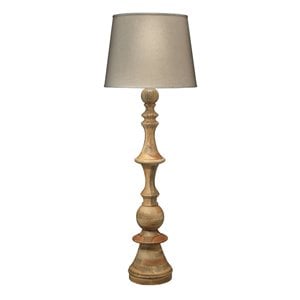 Maklaine Contemporary Hand-Turned Mango Wood Floor Lamp in Natural