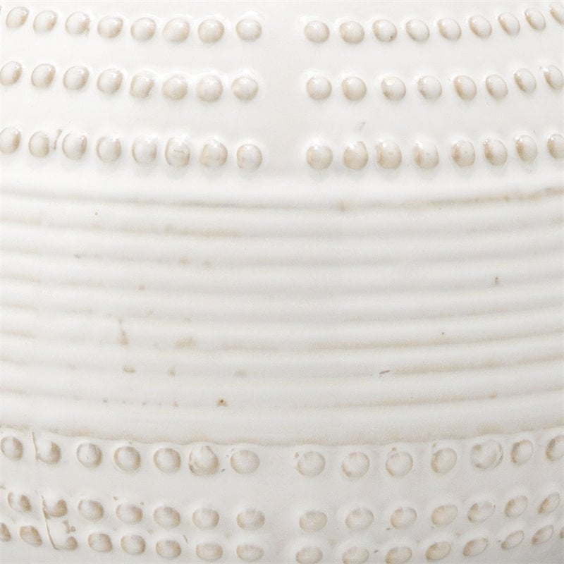 Maklaine Coastal Ceramic Table Lamp With Raised Knobs in White