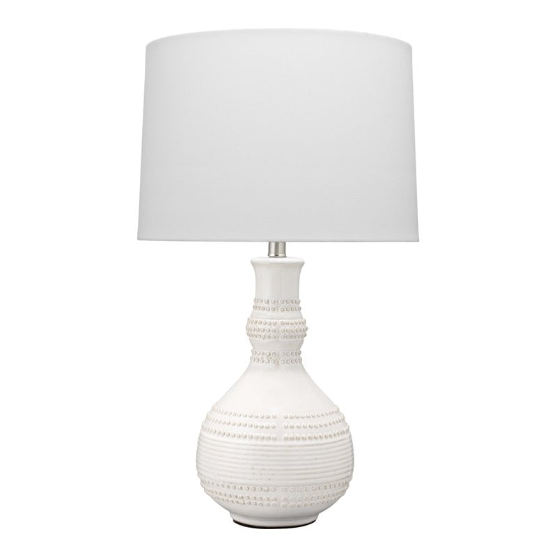 Maklaine Coastal Ceramic Table Lamp With Raised Knobs in White