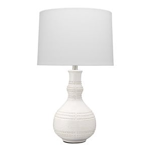 Maklaine Coastal Ceramic Table Lamp With Raised Knobs in White