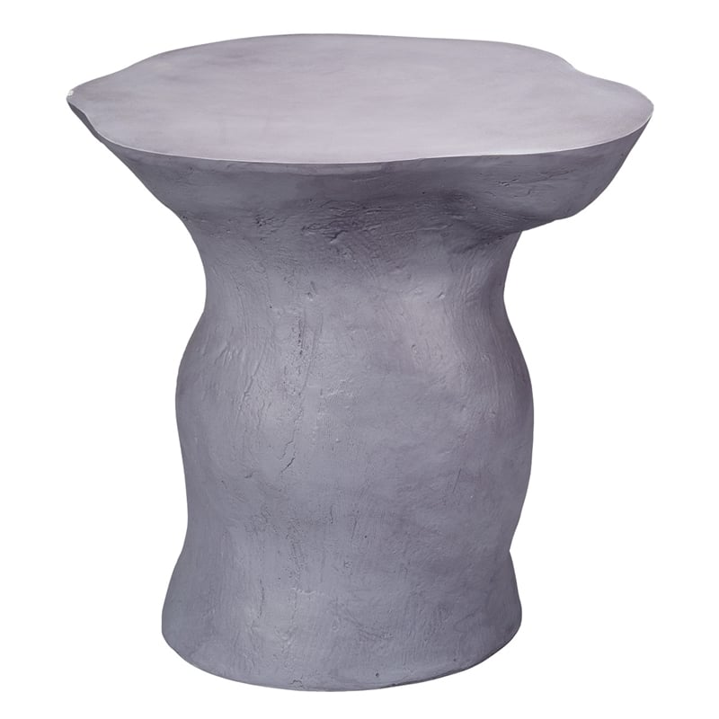 Maklaine Contemporary Handcrafted Organic Fiberglass Side Table in Gray